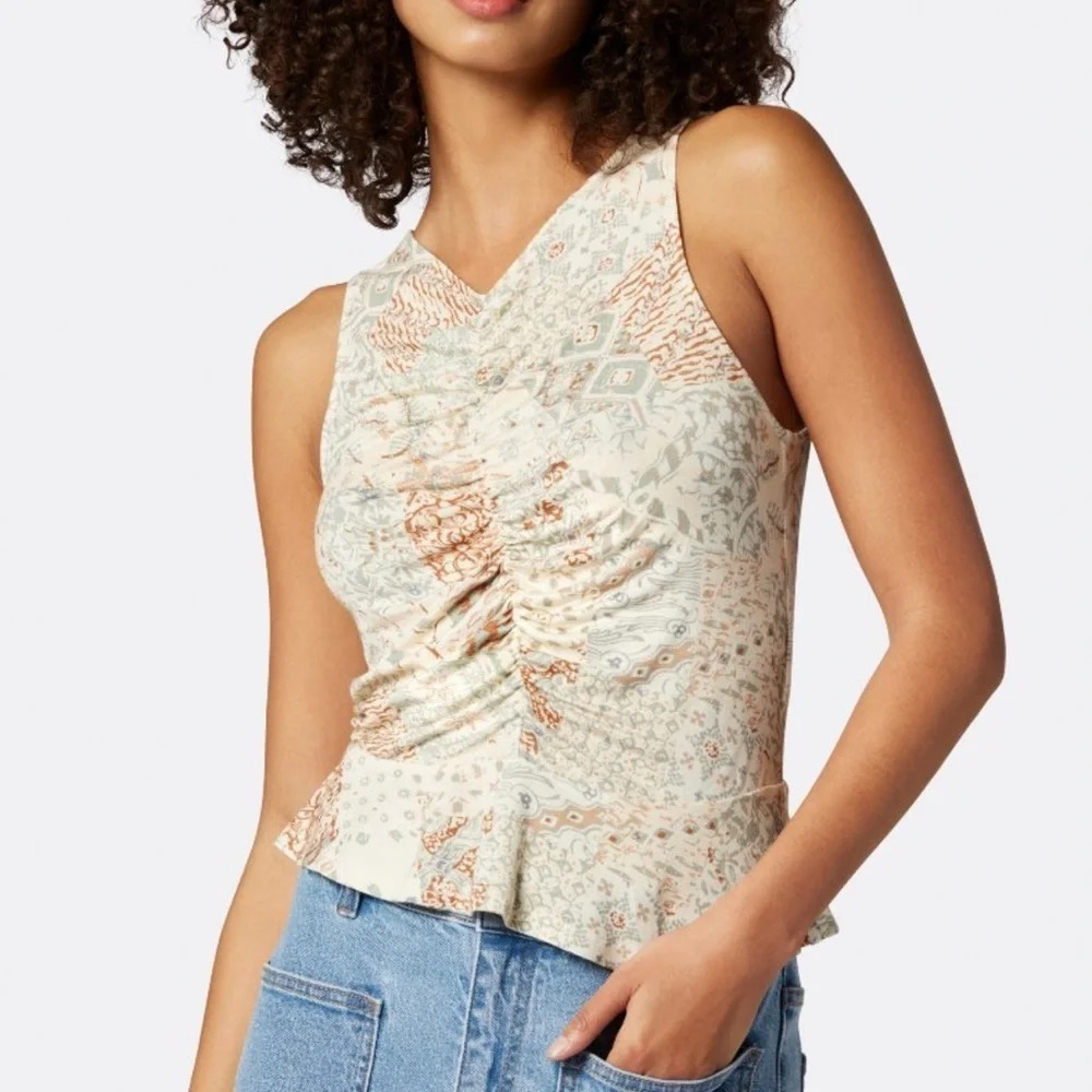 Soft Joie Quinn Sleeveless Top in Porcelain Sage Multicolored - Size Large